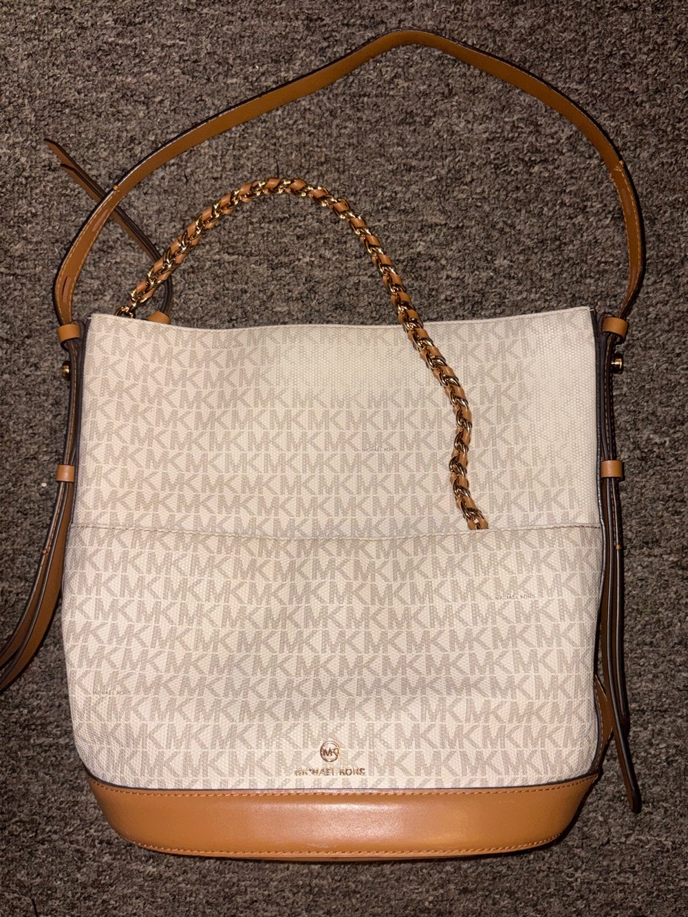 Michael Kors Reese Large Signature Shoulder Bag Cream White MK Monogram